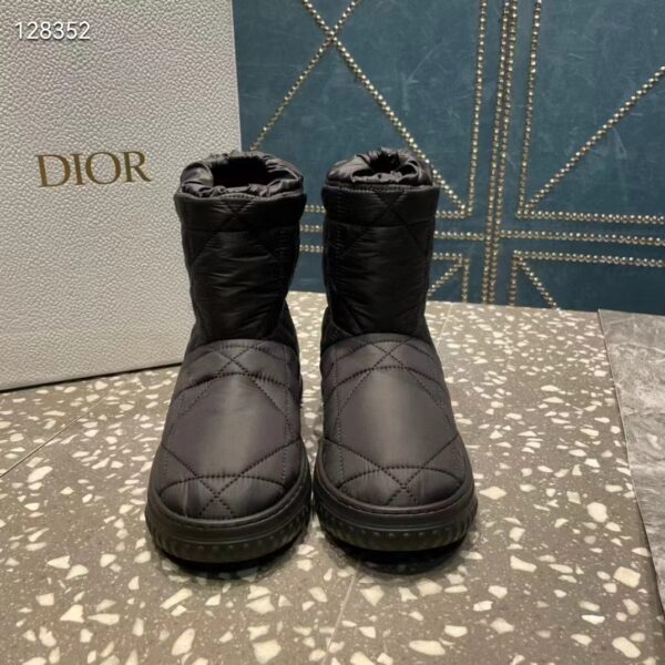 Dior Women Shoes CD Dior Frost Ankle Boot Black Cannage Quilted Nylon Shearling (10)