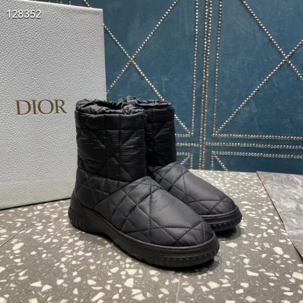 Dior Women Shoes CD Dior Frost Ankle Boot Black Cannage Quilted Nylon Shearling (11)
