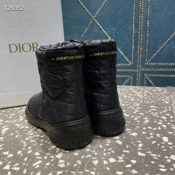 Dior Women Shoes CD Dior Frost Ankle Boot Black Cannage Quilted Nylon Shearling (12)