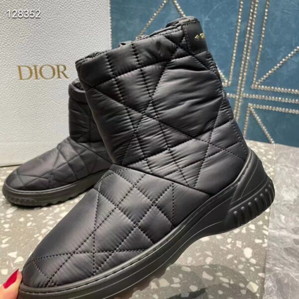 Dior Women Shoes CD Dior Frost Ankle Boot Black Cannage Quilted Nylon Shearling (3)