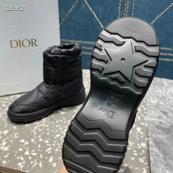 Dior Women Shoes CD Dior Frost Ankle Boot Black Cannage Quilted Nylon Shearling (4)