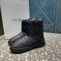 Dior Women Shoes CD Dior Frost Ankle Boot Black Cannage Quilted Nylon Shearling (6)
