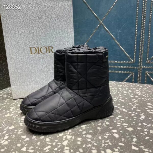 Dior Women Shoes CD Dior Frost Ankle Boot Black Cannage Quilted Nylon Shearling (5)