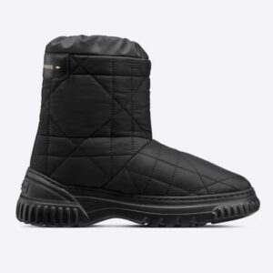 Dior Women Shoes CD Dior Frost Ankle Boot Black Cannage Quilted Nylon Shearling