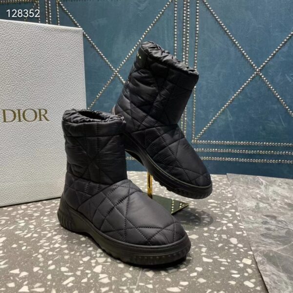 Dior Women Shoes CD Dior Frost Ankle Boot Black Cannage Quilted Nylon Shearling (9)