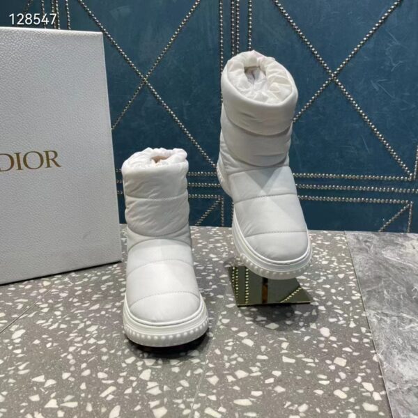 Dior Women Shoes CD Dior Frost Ankle Boot White Quilted Nylon Shearling (10)