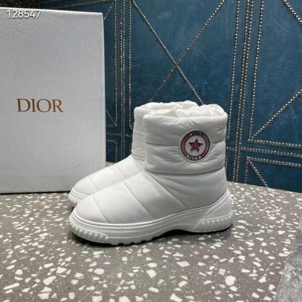 Dior Women Shoes CD Dior Frost Ankle Boot White Quilted Nylon Shearling (12)