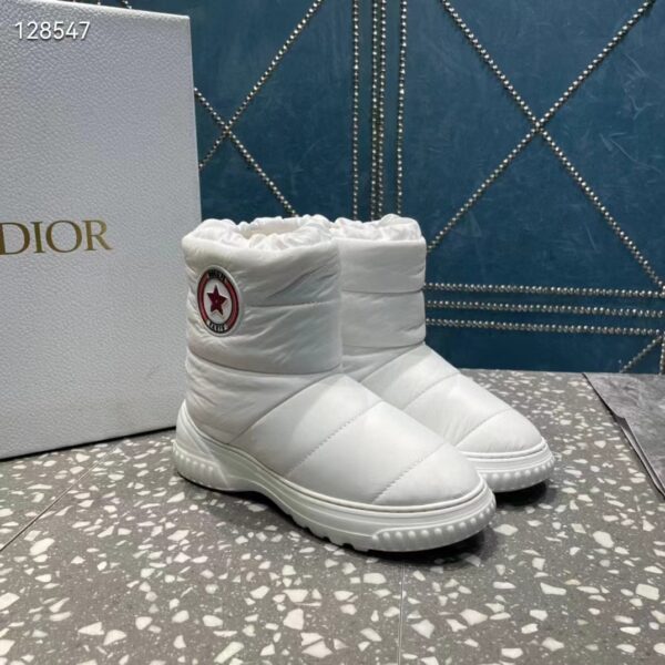 Dior Women Shoes CD Dior Frost Ankle Boot White Quilted Nylon Shearling (13)