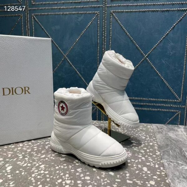 Dior Women Shoes CD Dior Frost Ankle Boot White Quilted Nylon Shearling (15)