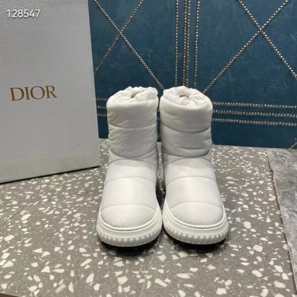 Dior Women Shoes CD Dior Frost Ankle Boot White Quilted Nylon Shearling (17)