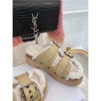 Dior Women Shoes CD Diorquake Strap Sandal Hazelnut Calfskin White Shearling (12)