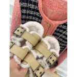 Dior Women Shoes CD Diorquake Strap Sandal Hazelnut Calfskin White Shearling - Image 6