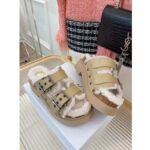 Dior Women Shoes CD Diorquake Strap Sandal Hazelnut Calfskin White Shearling - Image 4