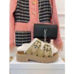 Dior Women Shoes CD Diorquake Strap Sandal Hazelnut Calfskin White Shearling - Image 2