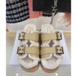 Dior Women Shoes CD Diorquake Strap Sandal Hazelnut Calfskin White Shearling - Image 3