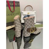 Gucci Blondie Women’s Ankle Boot Beige Ebony GG Supreme Canvas Low 5 Cm Heel (6)