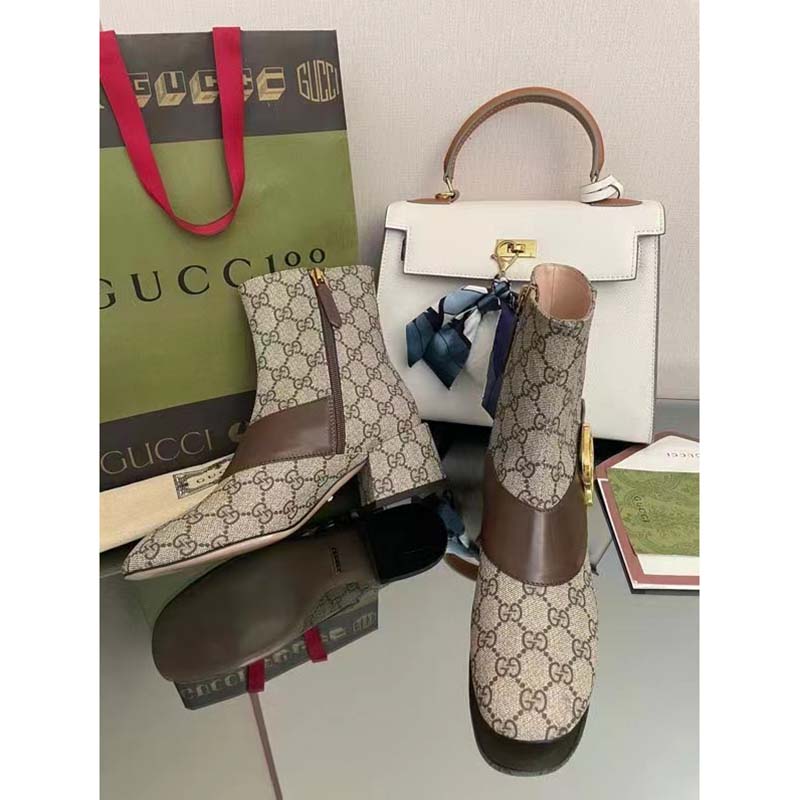 Gucci Blondie 60 Gg-supreme Canvas Boots In Beige