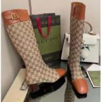 Gucci Blondie Women's Boot Crystals Beige Ebony GG Canvas Low 5 Cm Heel - Bild 7