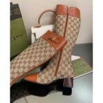 Gucci Blondie Women's Boot Crystals Beige Ebony GG Canvas Low 5 Cm Heel - Bild 9