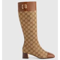 Gucci Blondie Women’s Boot Crystals Beige Ebony GG Canvas Low 5 Cm Heel (3)