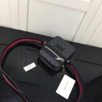 Gucci GG Black Messenger Black Grey GG Supreme Canvas Blue Red Web (3)