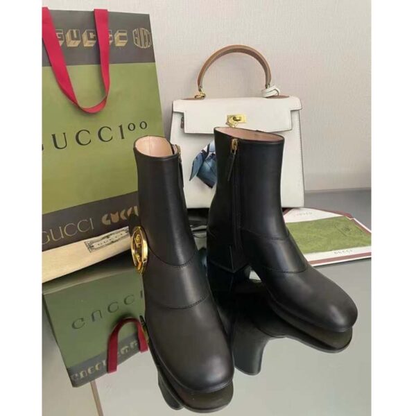 Gucci GG Blondie Women’s Ankle Boot Black Leather Mid 5 Cm Heel (1)