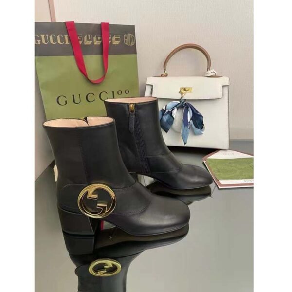 Gucci GG Blondie Women’s Ankle Boot Black Leather Mid 5 Cm Heel (3)