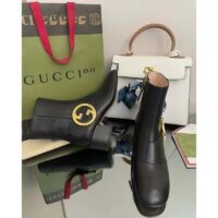 Gucci GG Blondie Women’s Ankle Boot Black Leather Mid 5 Cm Heel (10)