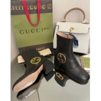 Gucci GG Blondie Women’s Ankle Boot Black Leather Mid 5 Cm Heel (10)