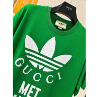 Gucci GG Men Adidas x Gucci Cotton Jersey T-Shirt Green Jersey Crewneck Oversize Fit (5)