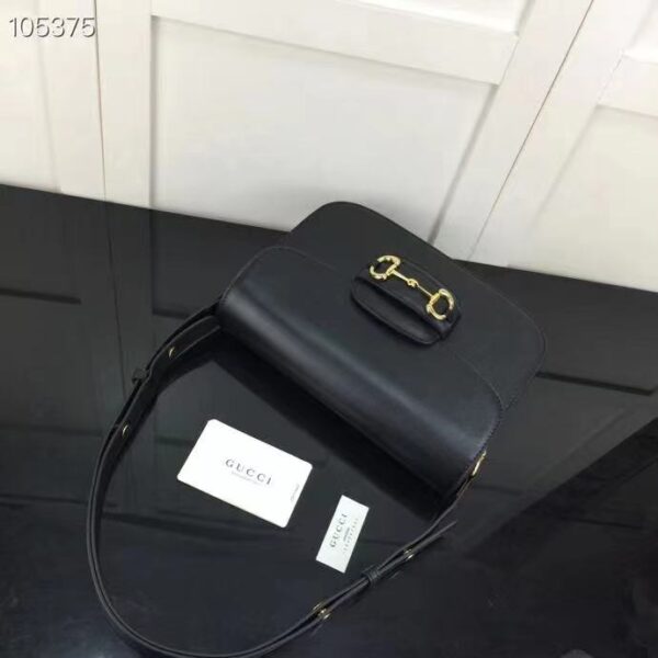 Gucci GG Women Horsebit 1955 Shoulder Bag Black Textured Leather (1)