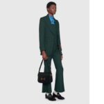 Gucci GG Women Horsebit 1955 Shoulder Bag Black Textured Leather - Imagen 12