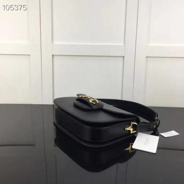 Gucci GG Women Horsebit 1955 Shoulder Bag Black Textured Leather (12)