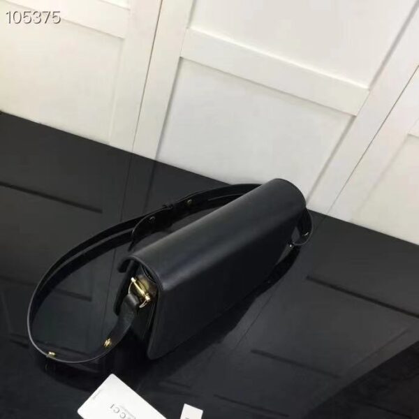 Gucci GG Women Horsebit 1955 Shoulder Bag Black Textured Leather (15)