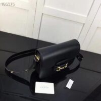 Gucci GG Women Horsebit 1955 Shoulder Bag Black Textured Leather (18)