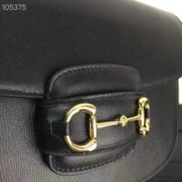 Gucci GG Women Horsebit 1955 Shoulder Bag Black Textured Leather (18)