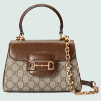 Gucci GG Women Horsebit 1955 Top Handle Bag Light Brown Gold Toned Hardware (1)