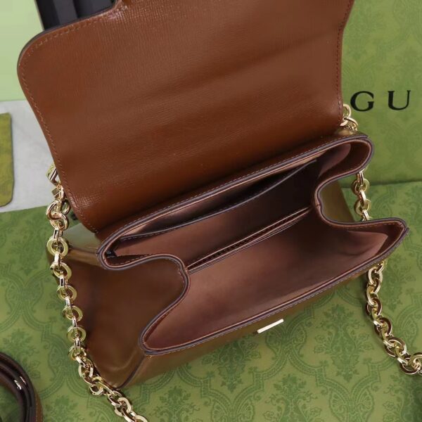 Gucci GG Women Horsebit 1955 Top Handle Bag Light Brown Leather Mini Size (10)
