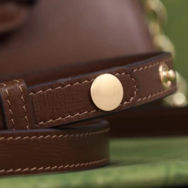 Gucci GG Women Horsebit 1955 Top Handle Bag Light Brown Leather Mini Size (8)
