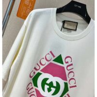 Gucci GG Women Vintage Logo Print T-shirt Off White Cotton Jersey Crewneck Short sleeves (6)