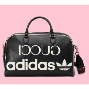 Gucci Unisex Adidas x Gucci Large Duffle Bag Black Leather Interlocking G