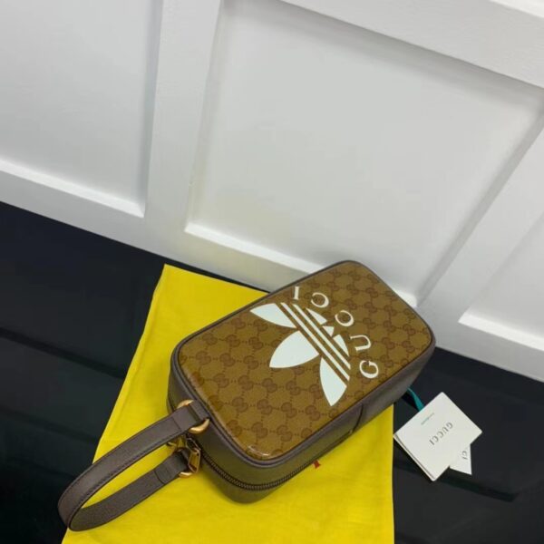 Gucci Unisex Adidas x Gucci Mini Top Handle Bag Beige Brown GG Crystal Canvas (1)
