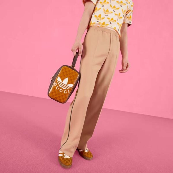 Gucci Unisex Adidas x Gucci Mini Top Handle Bag Beige Brown GG Crystal Canvas (11)