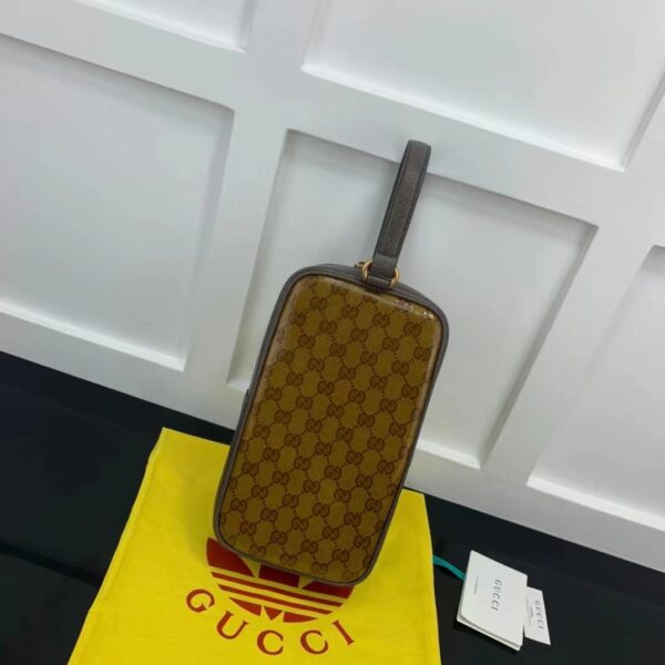 Gucci Unisex Adidas x Gucci Mini Top Handle Bag Beige Brown GG Crystal Canvas (3)