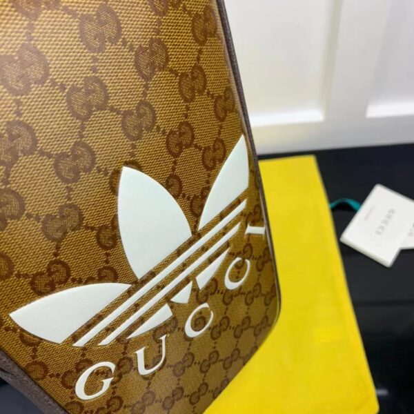 Gucci Unisex Adidas x Gucci Mini Top Handle Bag Beige Brown GG Crystal Canvas (6)