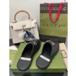 Gucci Unisex Horsebit Slip-On Sandal Black Leather Rubber Sole Flat - Bild 8