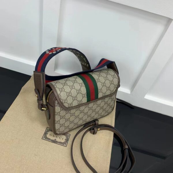 Gucci Unisex Ophidia Mini GG Shoulder Bag Beige Ebony GG Supreme Canvas (3)