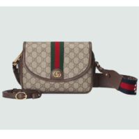 Gucci Unisex Ophidia Mini GG Shoulder Bag Beige Ebony GG Supreme Canvas (4)