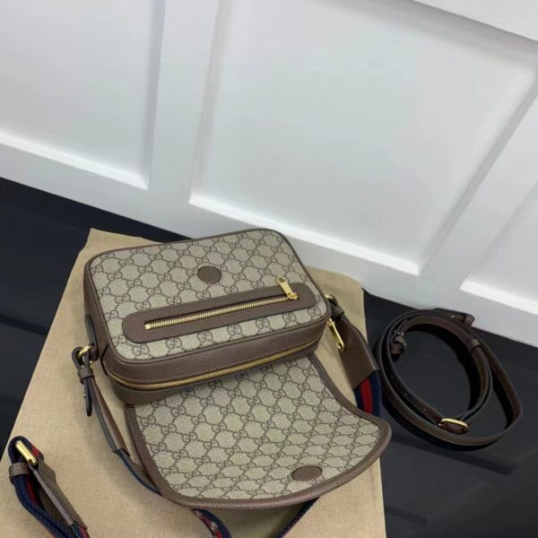 Gucci Unisex Ophidia Mini GG Shoulder Bag Beige Ebony GG Supreme Canvas (6)