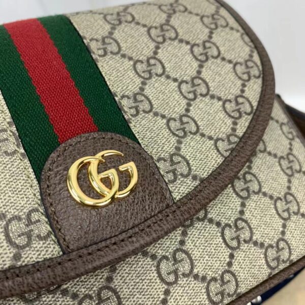 Gucci Unisex Ophidia Mini GG Shoulder Bag Beige Ebony GG Supreme Canvas (8)